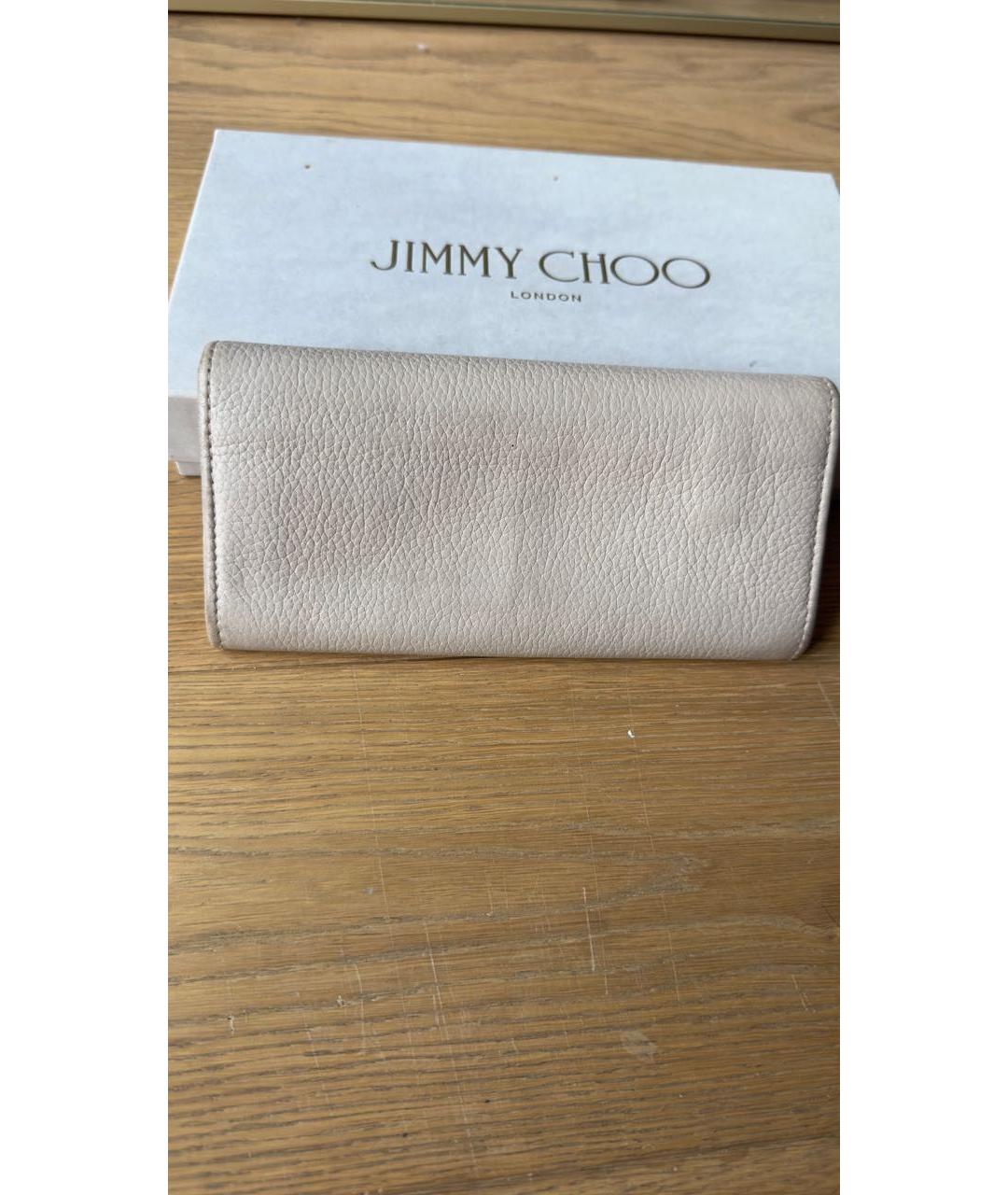 JIMMY CHOO Бежевый кожаный кошелек, фото 3