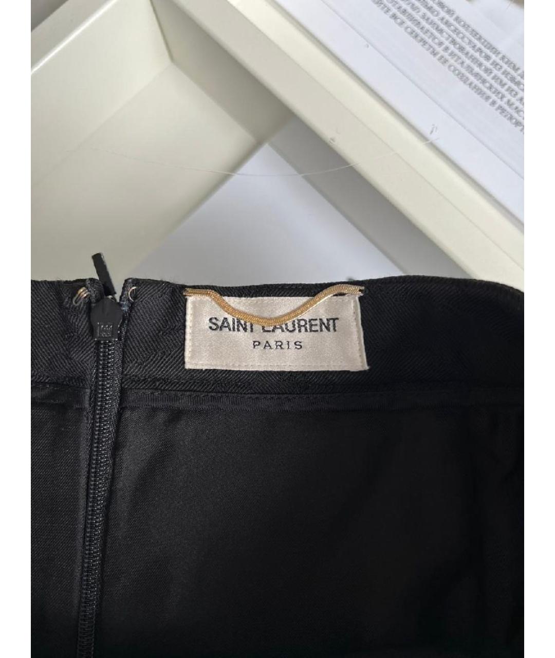 SAINT LAURENT Черная шерстяная юбка мини, фото 4