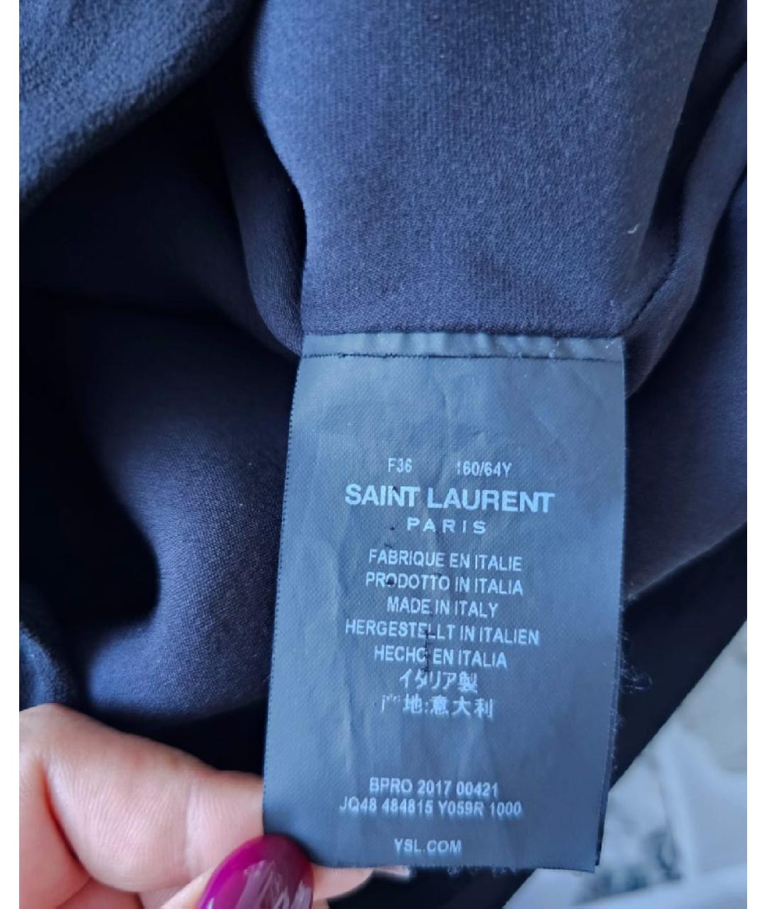 SAINT LAURENT Черная шелковая юбка мини, фото 7