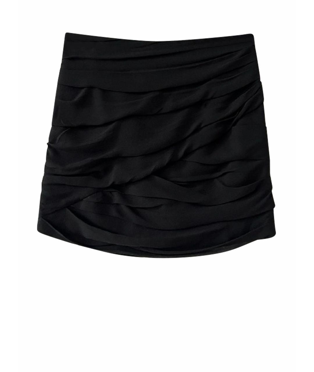 SAINT LAURENT Черная шелковая юбка мини, фото 1