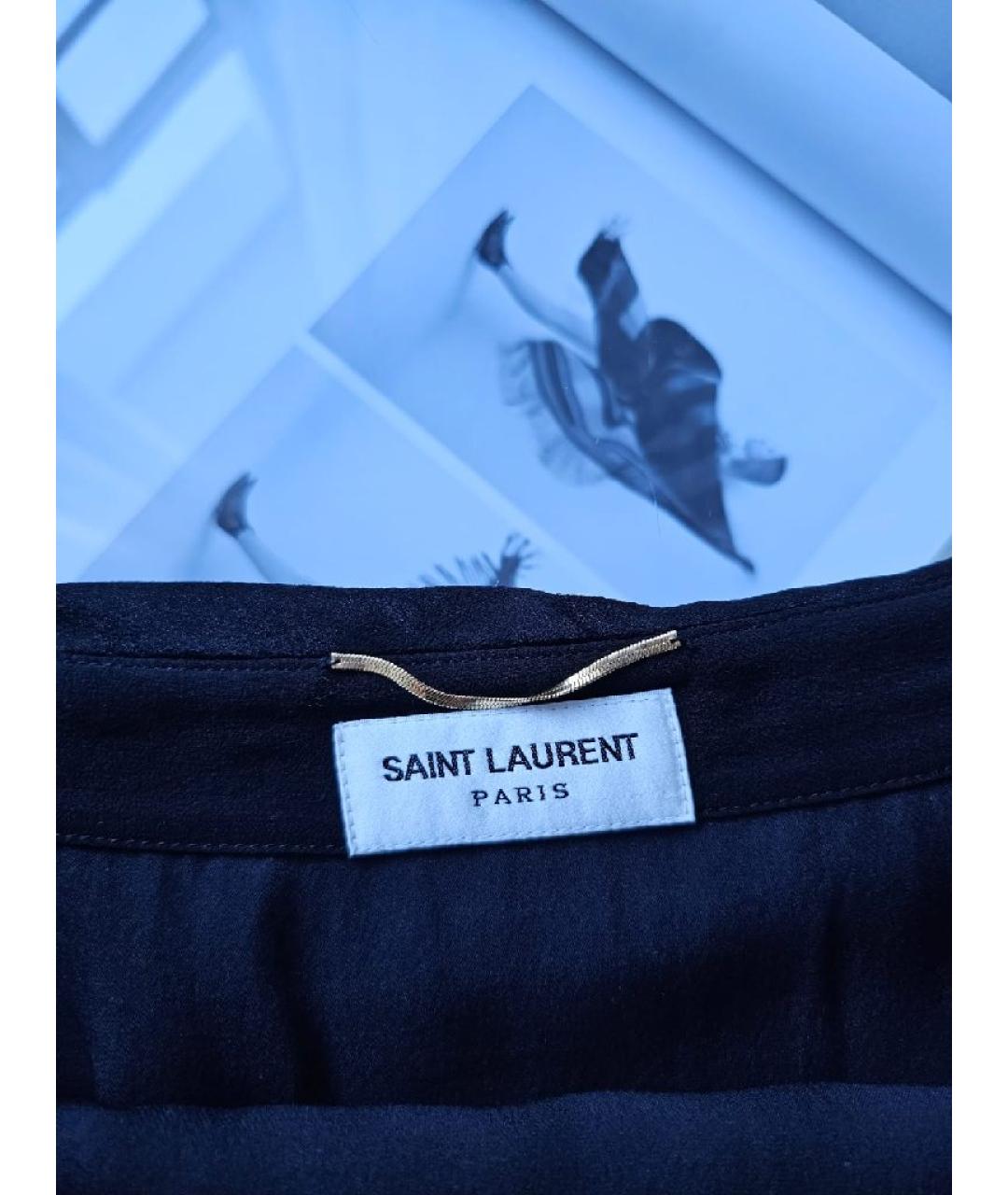 SAINT LAURENT Черная шелковая юбка мини, фото 4