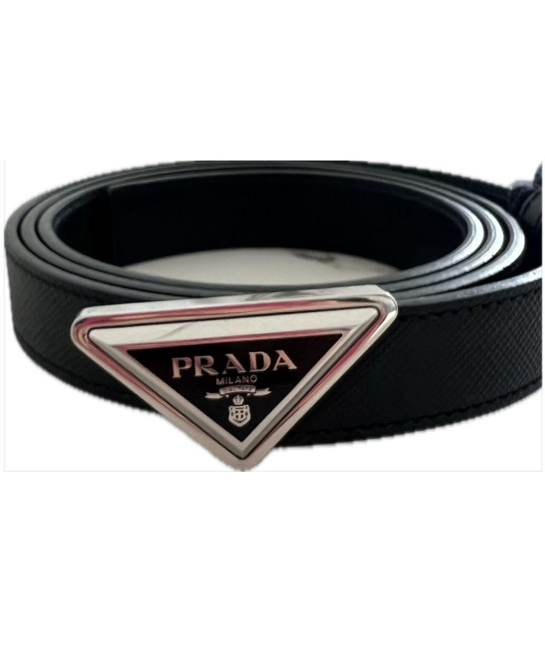 PRADA Черный кожаный ремень, фото 9