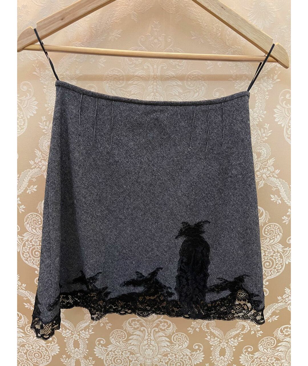 CHRISTIAN DIOR Серая шерстяная юбка мини, фото 5