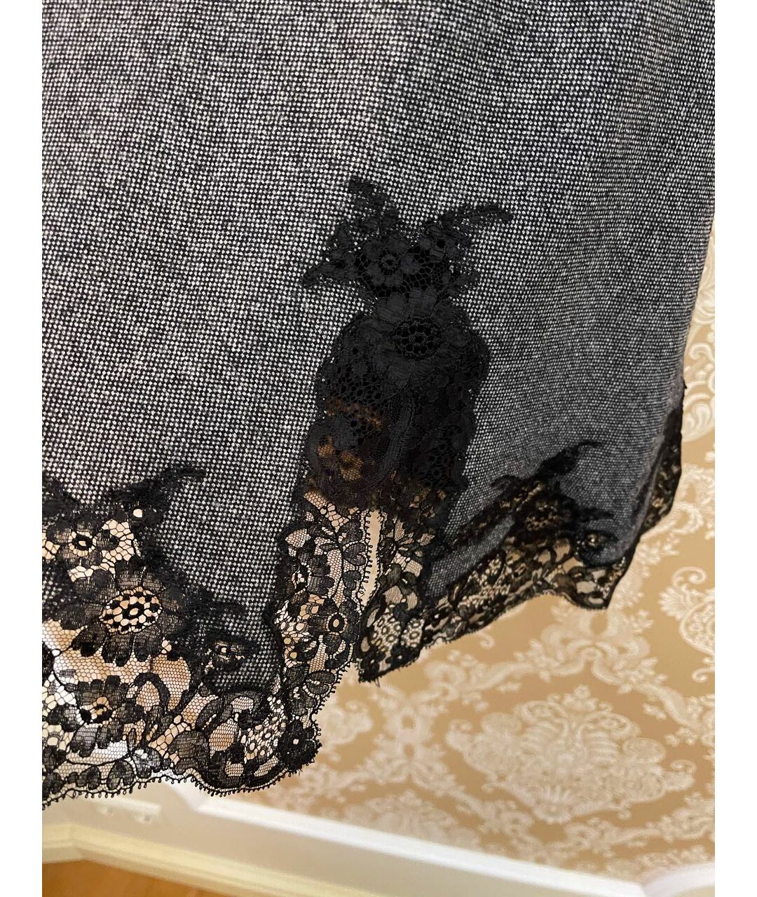 CHRISTIAN DIOR Серая шерстяная юбка мини, фото 2