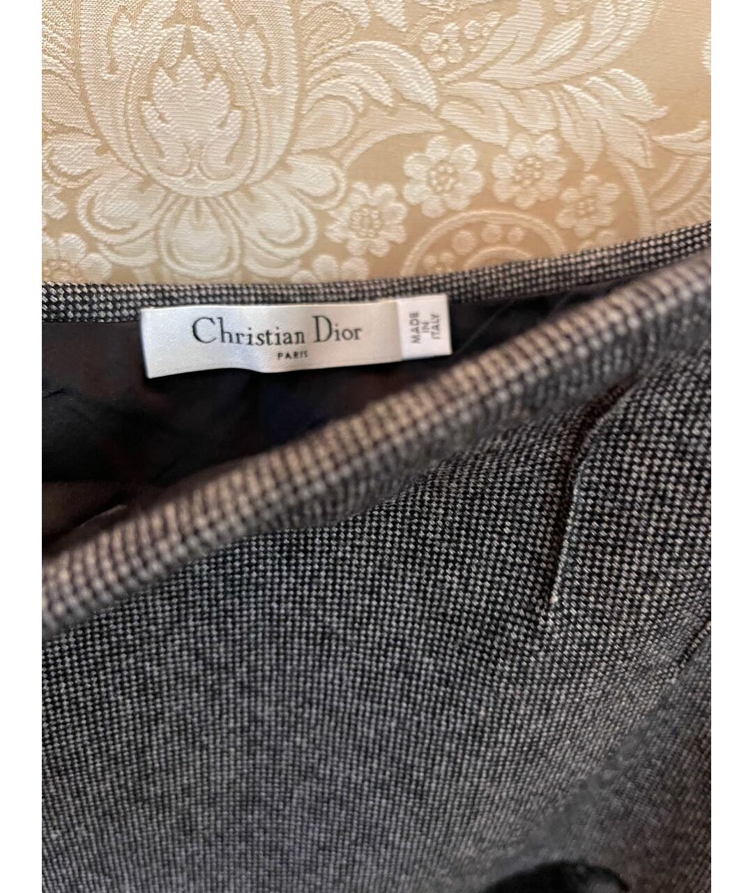 CHRISTIAN DIOR Серая шерстяная юбка мини, фото 3