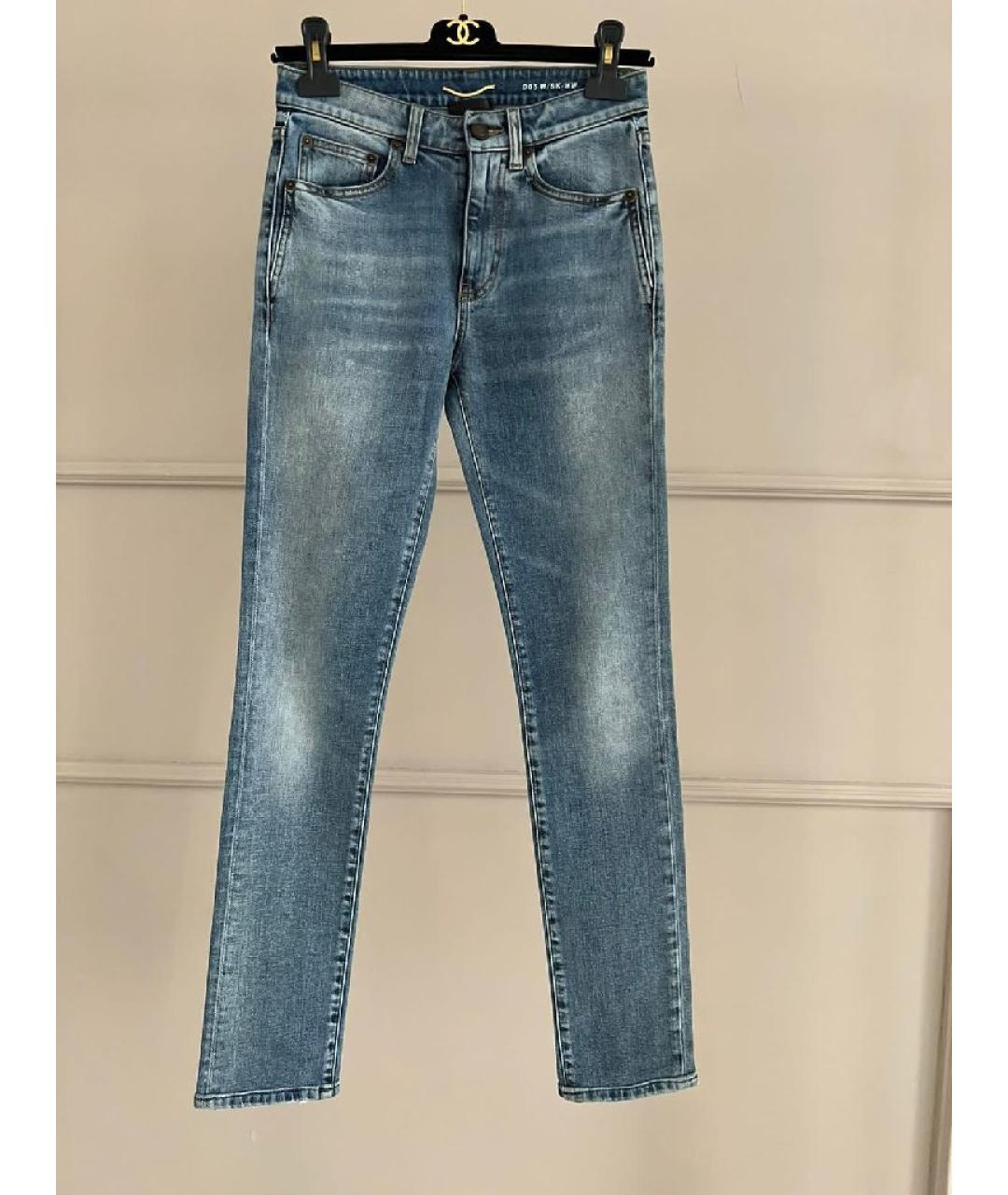 SAINT LAURENT Синие хлопковые прямые джинсы, фото 10