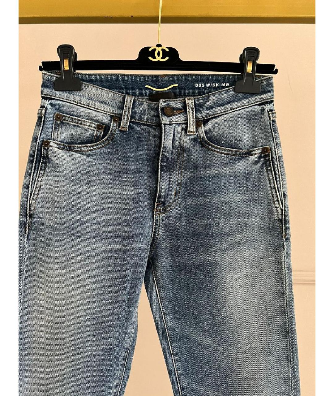 SAINT LAURENT Синие хлопковые прямые джинсы, фото 3