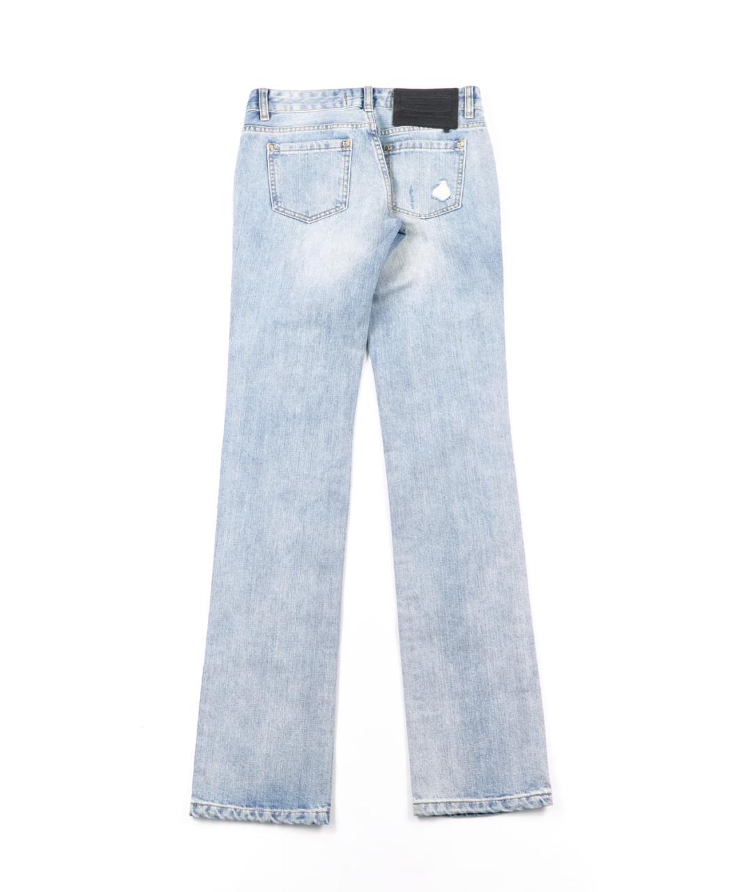 PHILIPP PLEIN Голубые хлопко-эластановые прямые джинсы, фото 2