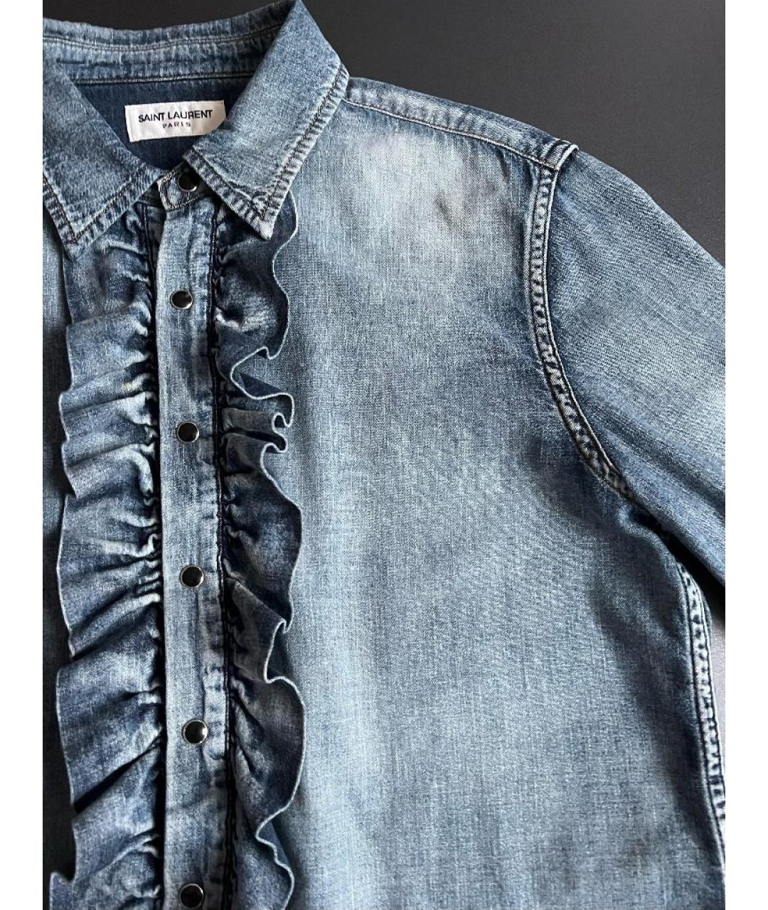 SAINT LAURENT Синяя хлопковая рубашка, фото 4