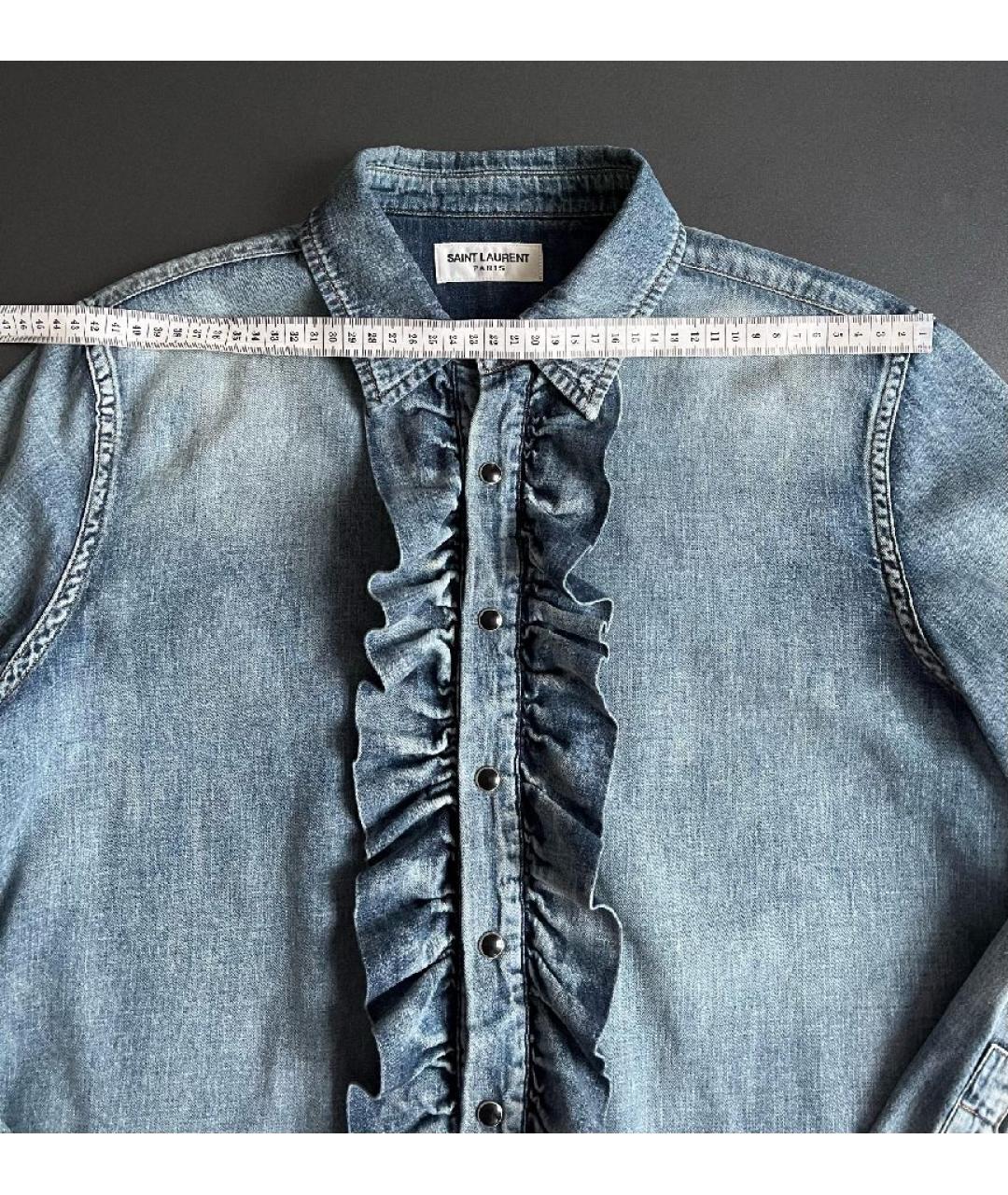 SAINT LAURENT Синяя хлопковая рубашка, фото 7