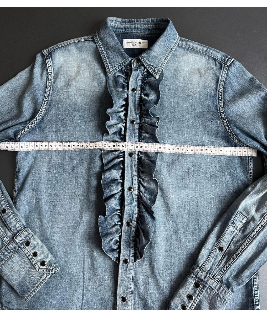 SAINT LAURENT Синяя хлопковая рубашка, фото 5