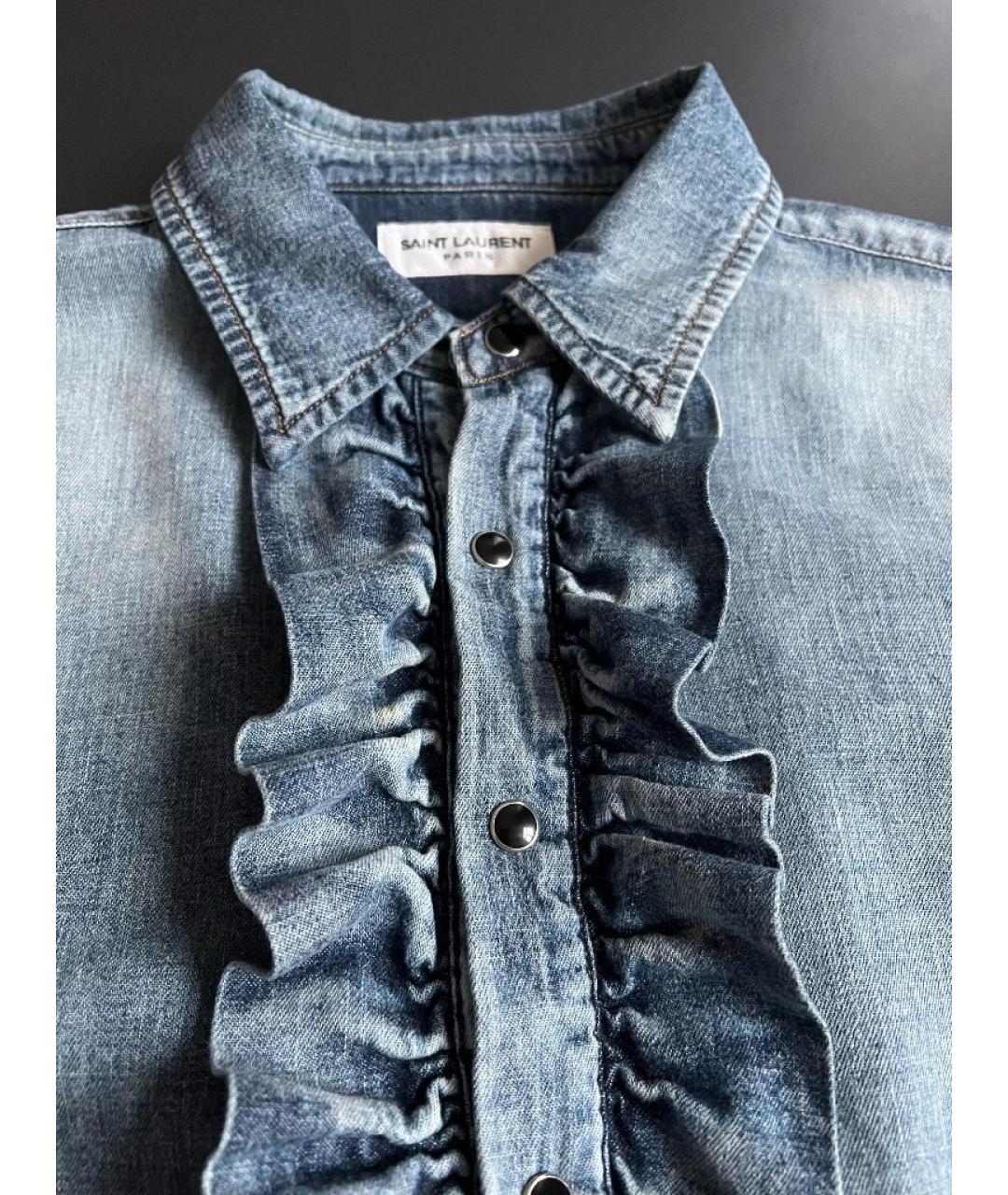 SAINT LAURENT Синяя хлопковая рубашка, фото 3