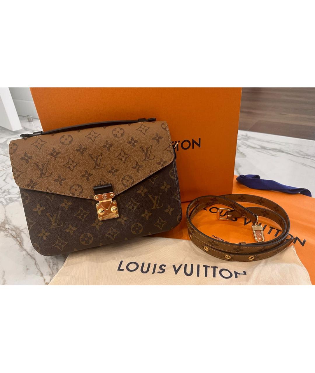 LOUIS VUITTON Коричневая сумка с короткими ручками, фото 3