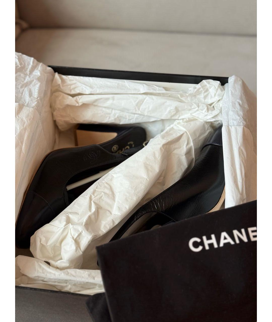 CHANEL Черные кожаные туфли, фото 3