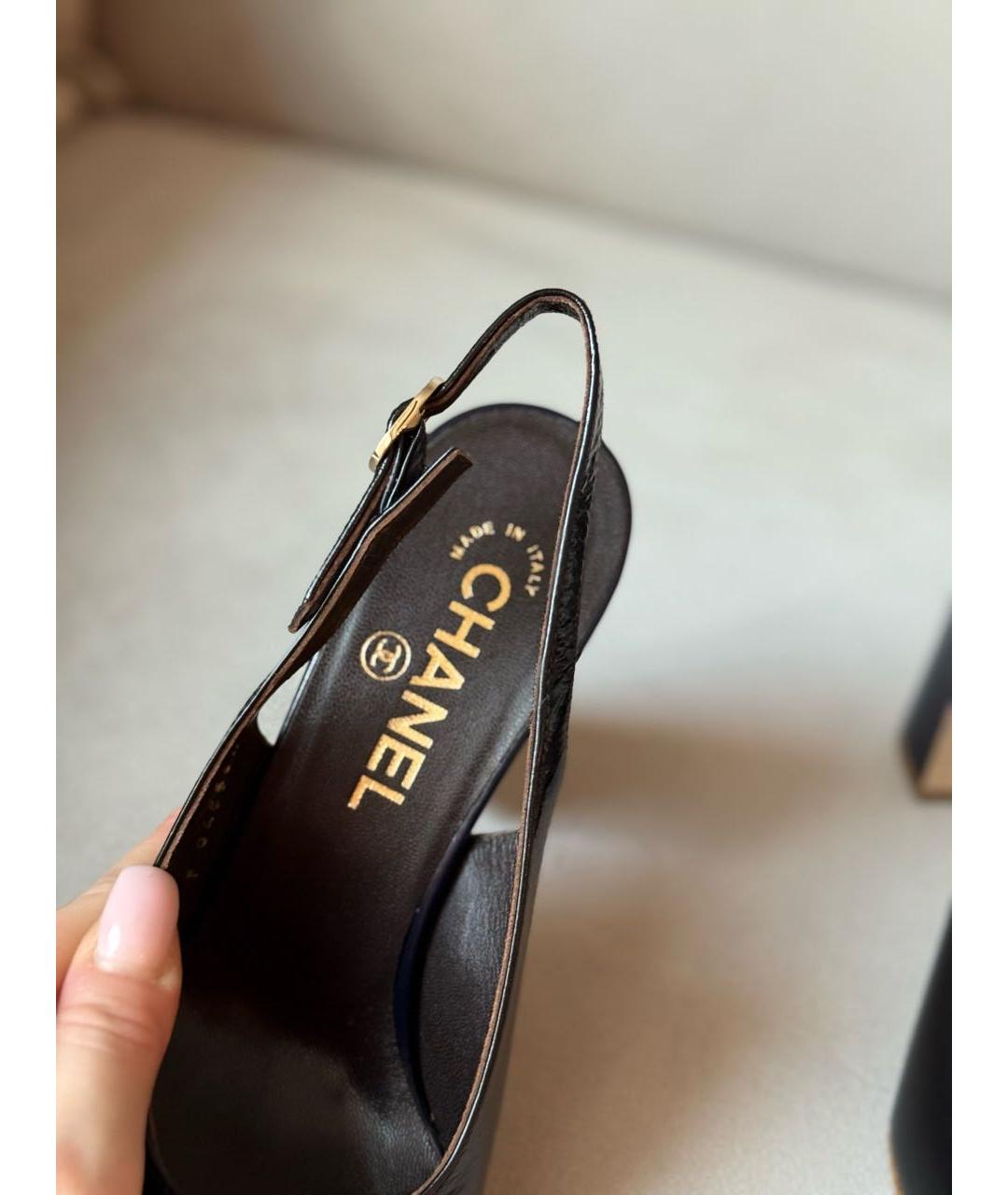 CHANEL Черные кожаные туфли, фото 6