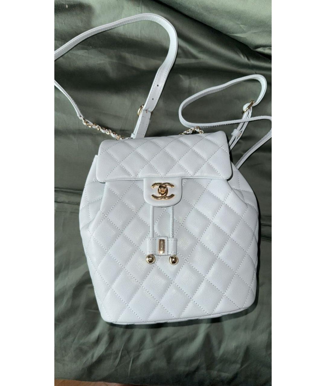 CHANEL Голубой рюкзак из искусственной кожи, фото 7