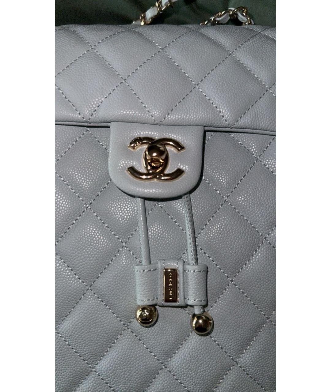 CHANEL Голубой рюкзак из искусственной кожи, фото 6