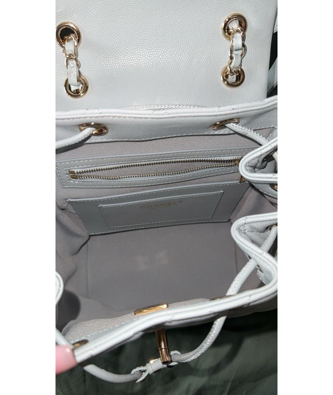 CHANEL Голубой рюкзак из искусственной кожи, фото 5