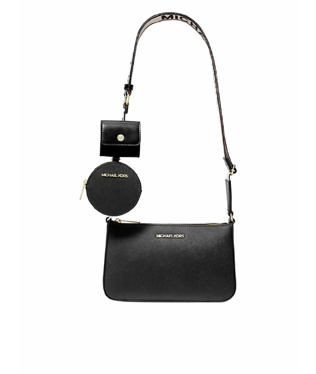 MICHAEL KORS Черная кожаная сумка через плечо, фото 1