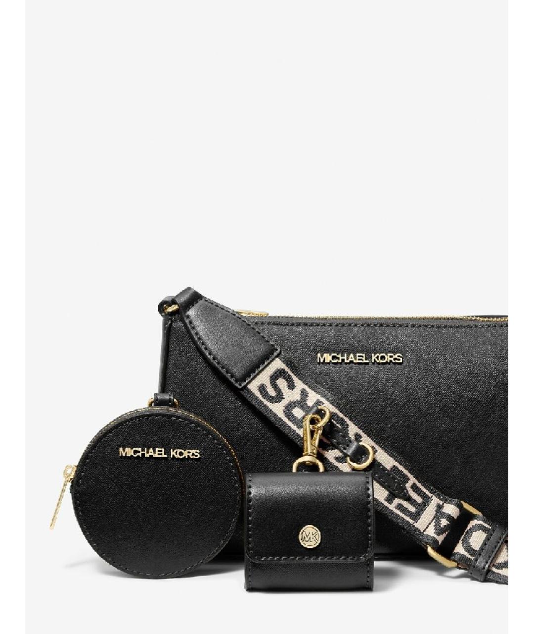 MICHAEL KORS Черная кожаная сумка через плечо, фото 2