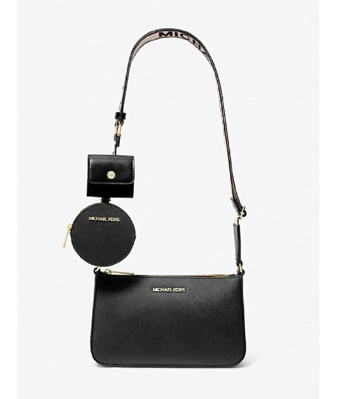 MICHAEL KORS Черная кожаная сумка через плечо, фото 5