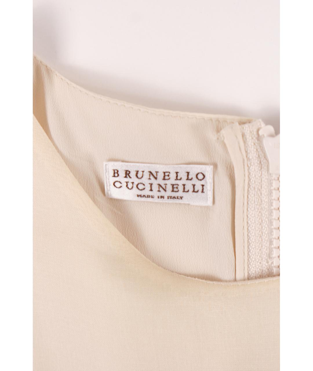 BRUNELLO CUCINELLI Бежевое хлопковое повседневное платье, фото 3