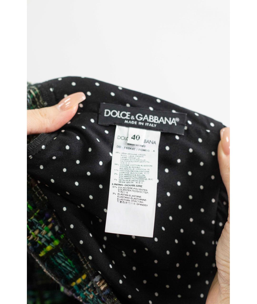 DOLCE&GABBANA Зеленые шерстяное повседневное платье, фото 3