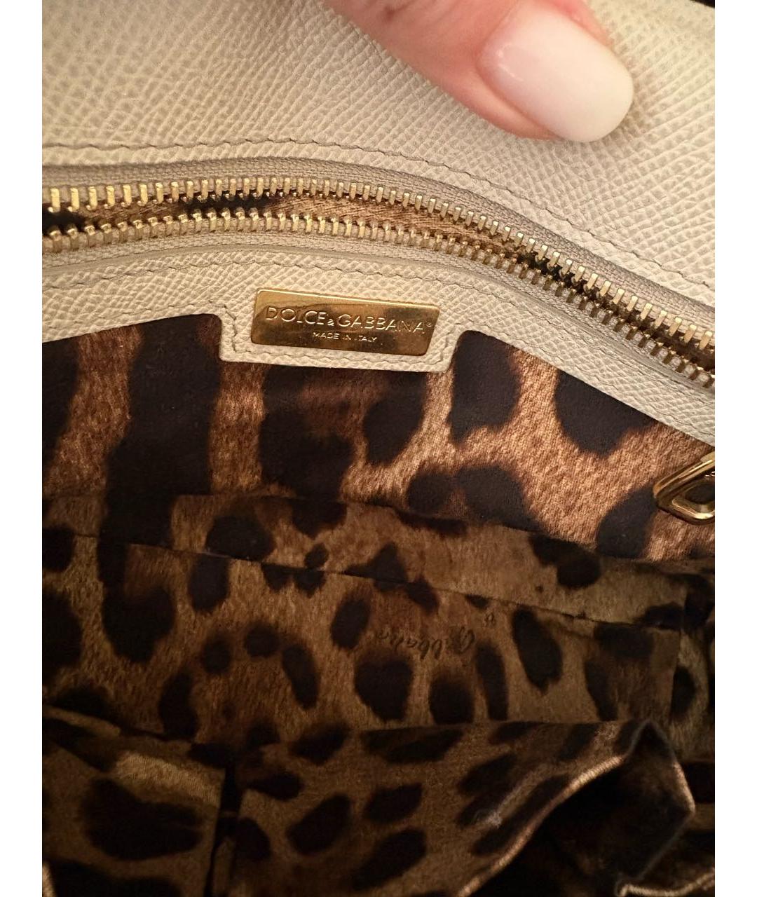 DOLCE&GABBANA Бежевая кожаная сумка через плечо, фото 3