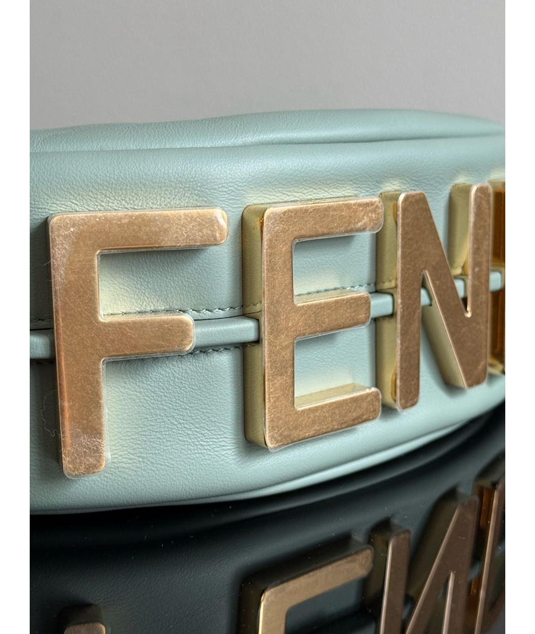 FENDI Зеленая кожаная сумка с короткими ручками, фото 7