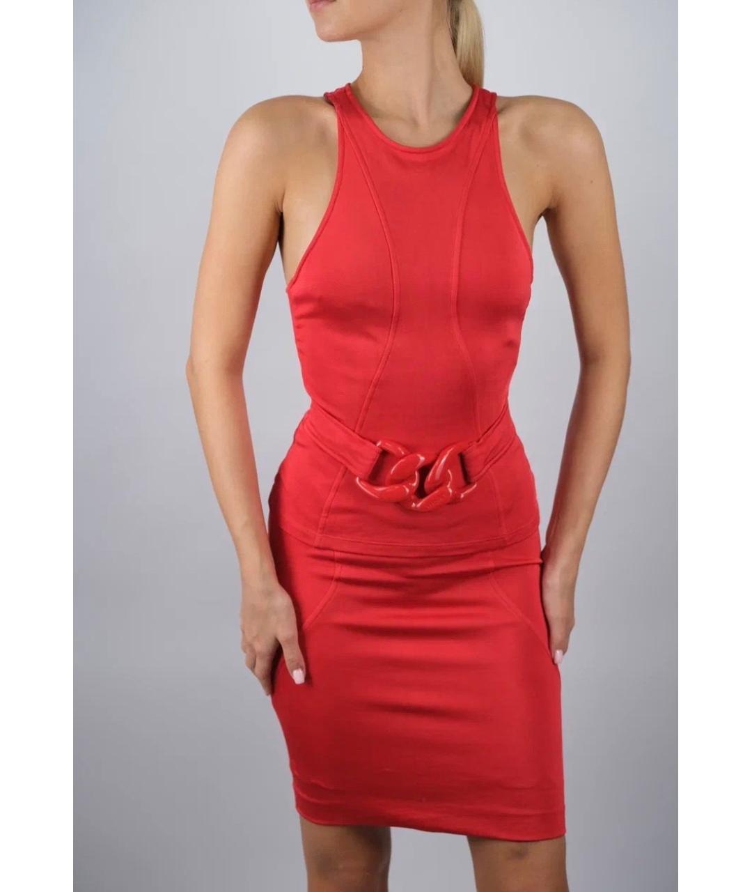VERSACE Красное вискозное платье, фото 8