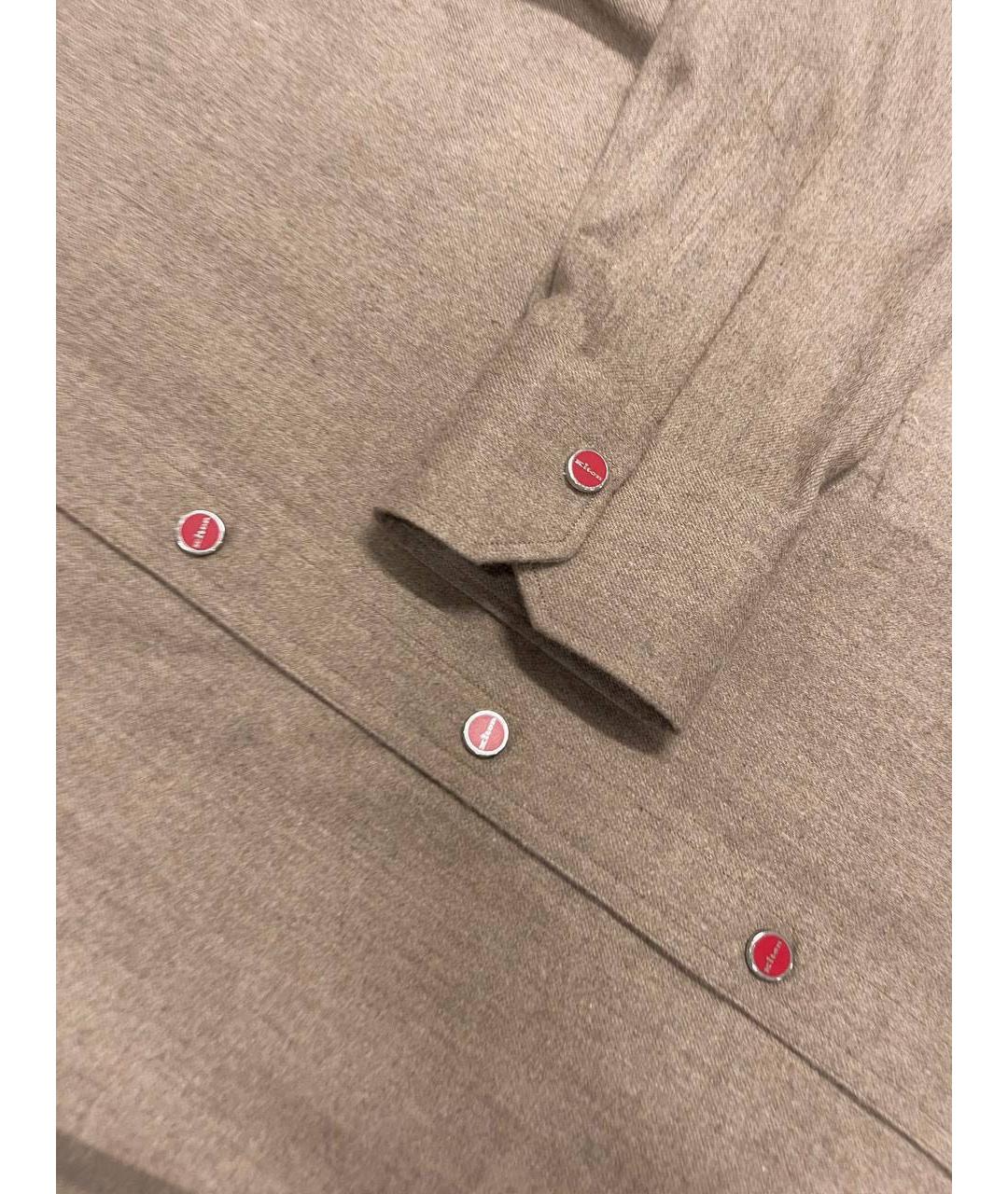 KITON Бежевая хлопковая кэжуал рубашка, фото 5