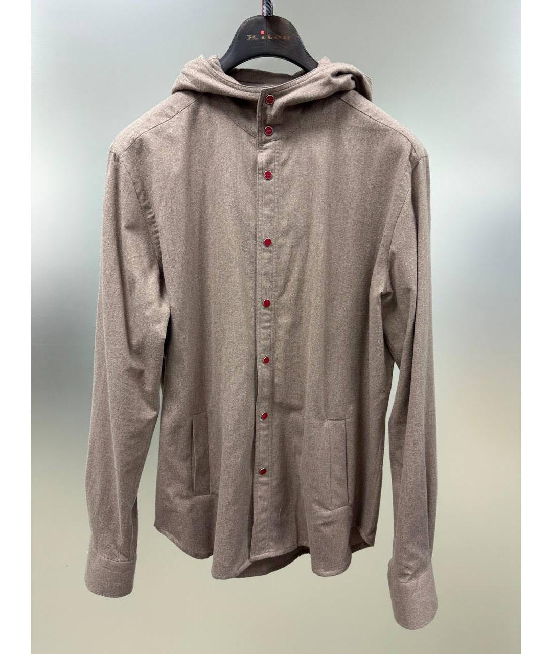 KITON Бежевая хлопковая кэжуал рубашка, фото 6