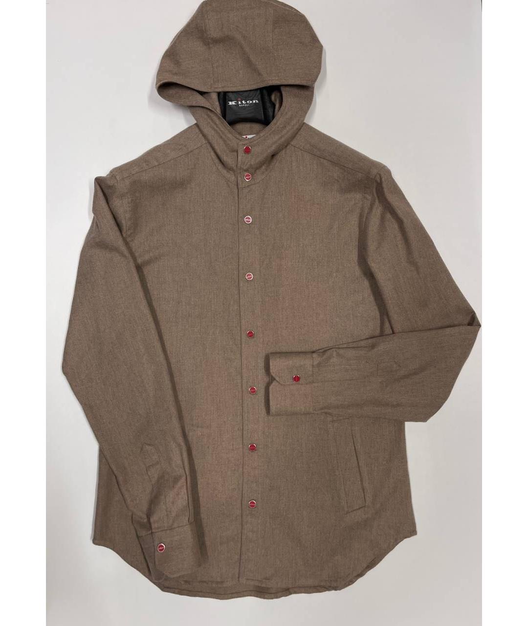 KITON Бежевая хлопковая кэжуал рубашка, фото 3