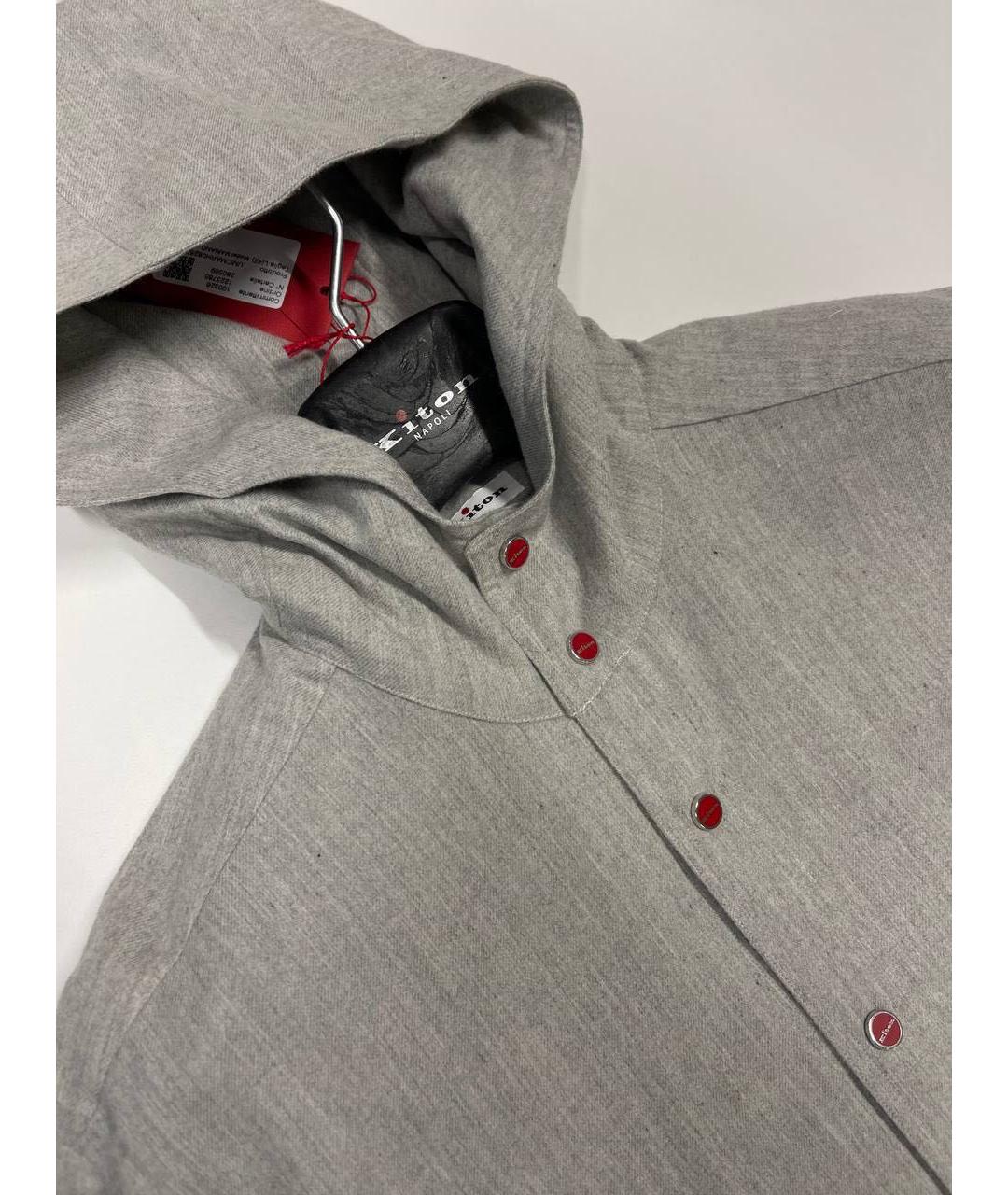 KITON Серая хлопковая кэжуал рубашка, фото 5