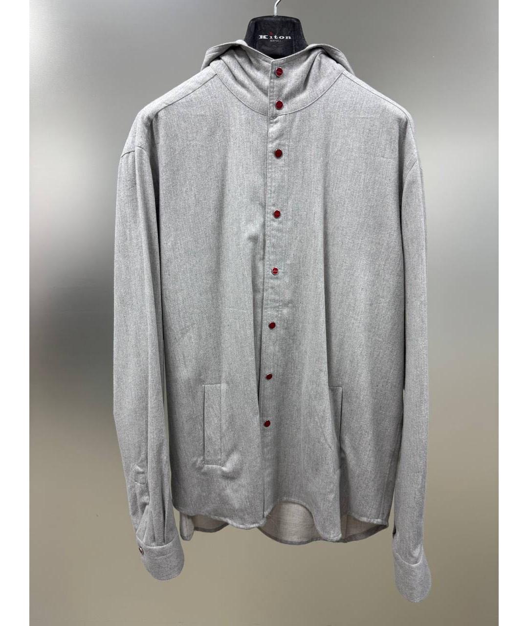 KITON Серая хлопковая кэжуал рубашка, фото 6
