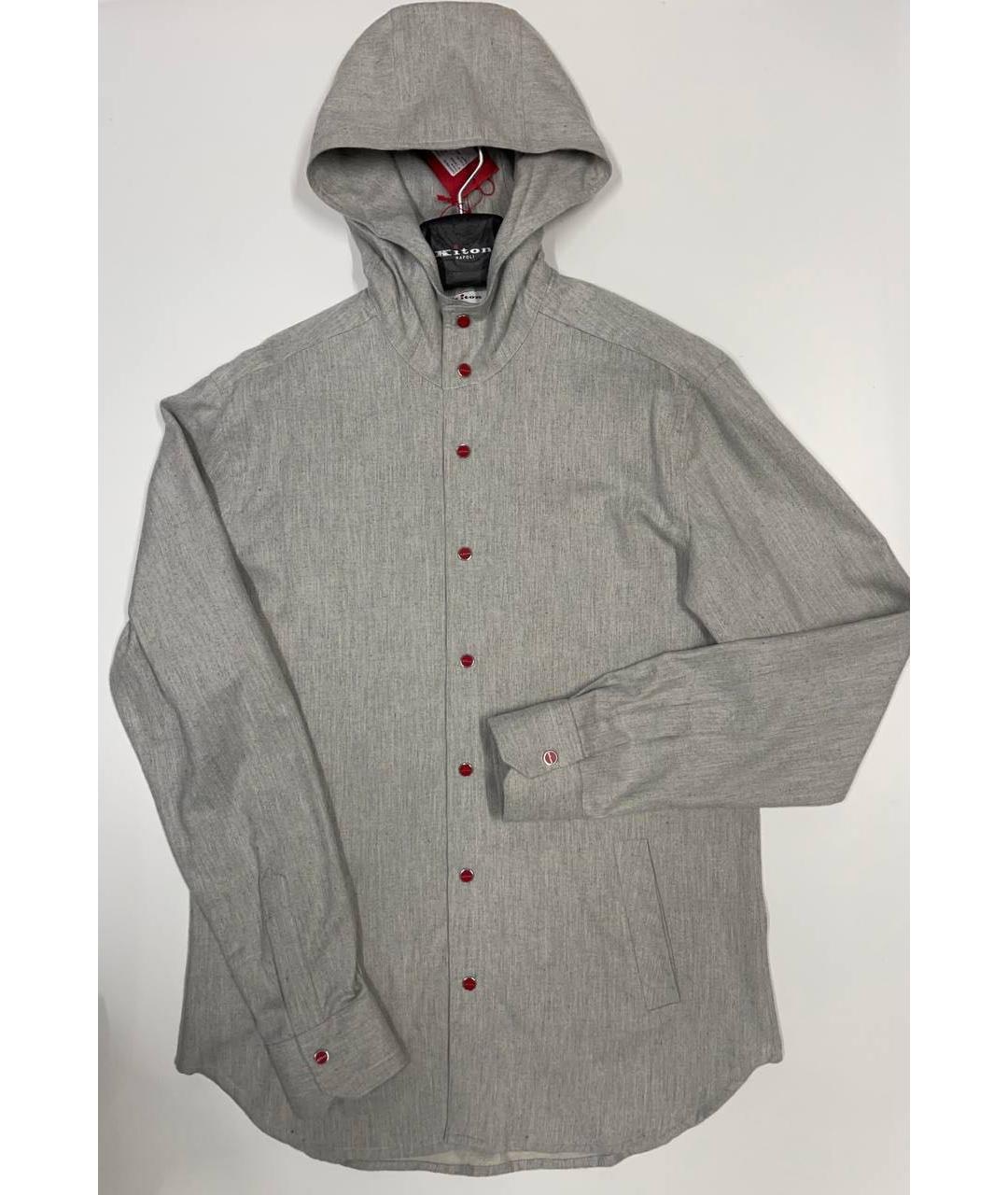 KITON Серая хлопковая кэжуал рубашка, фото 3
