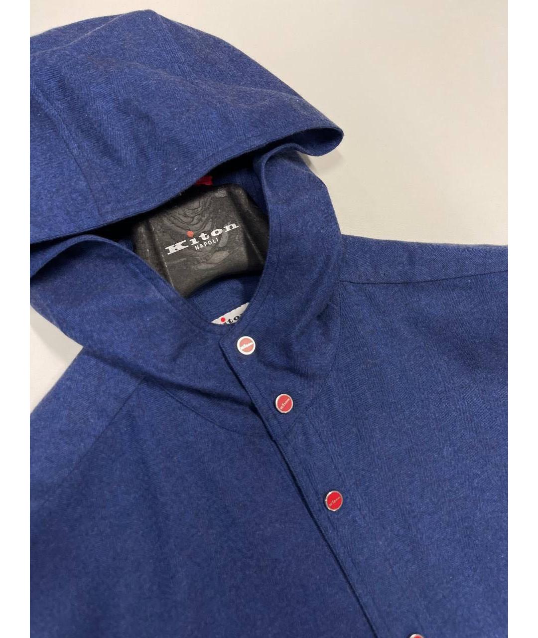 KITON Синяя хлопковая кэжуал рубашка, фото 3