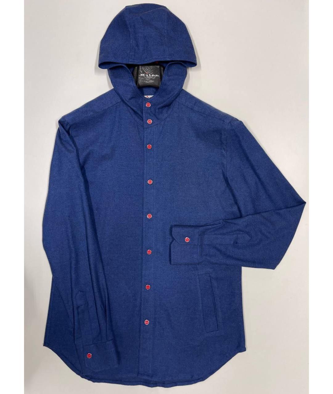 KITON Синяя хлопковая кэжуал рубашка, фото 4