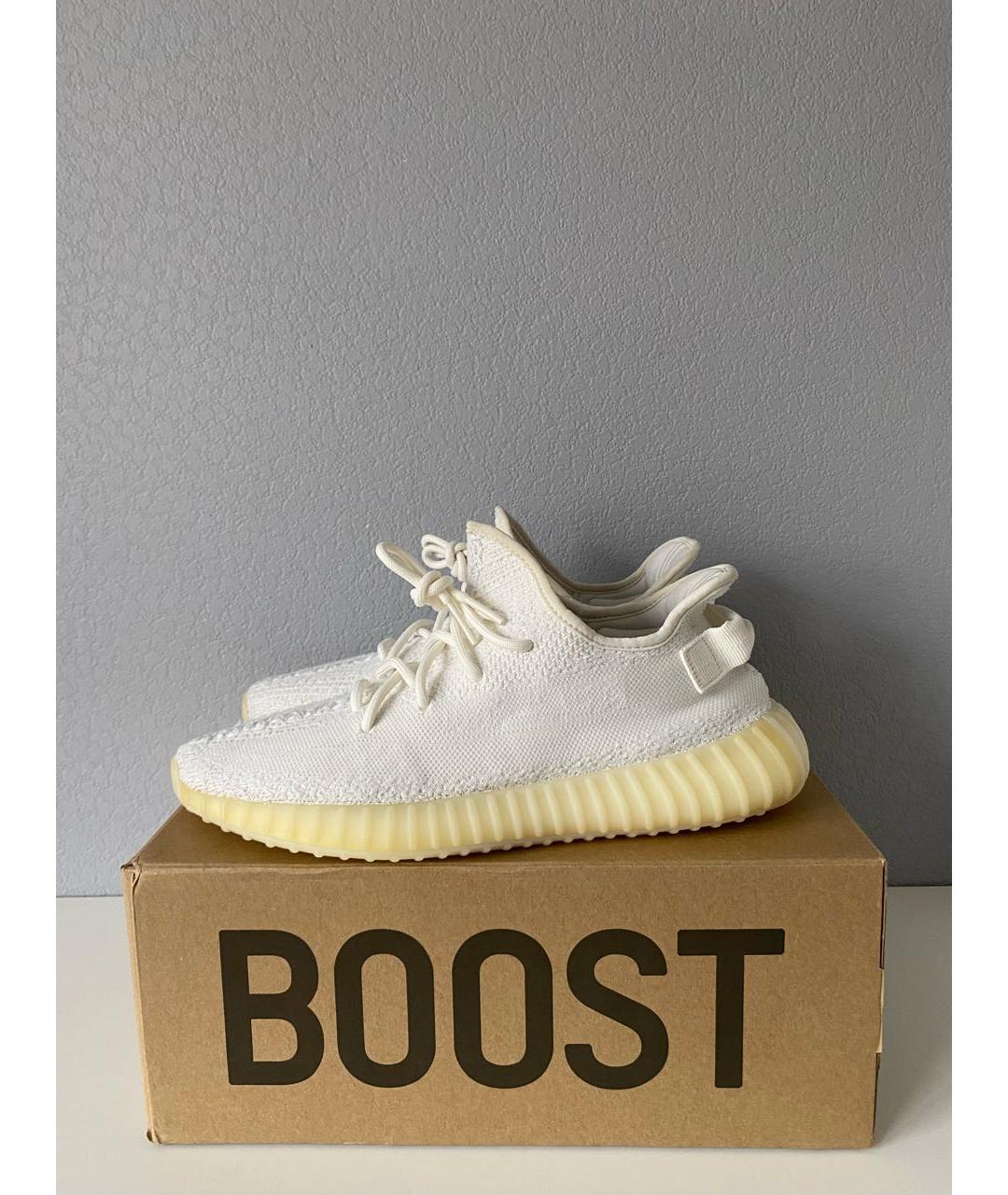 ADIDAS YEEZY Белые текстильные низкие кроссовки / кеды, фото 4