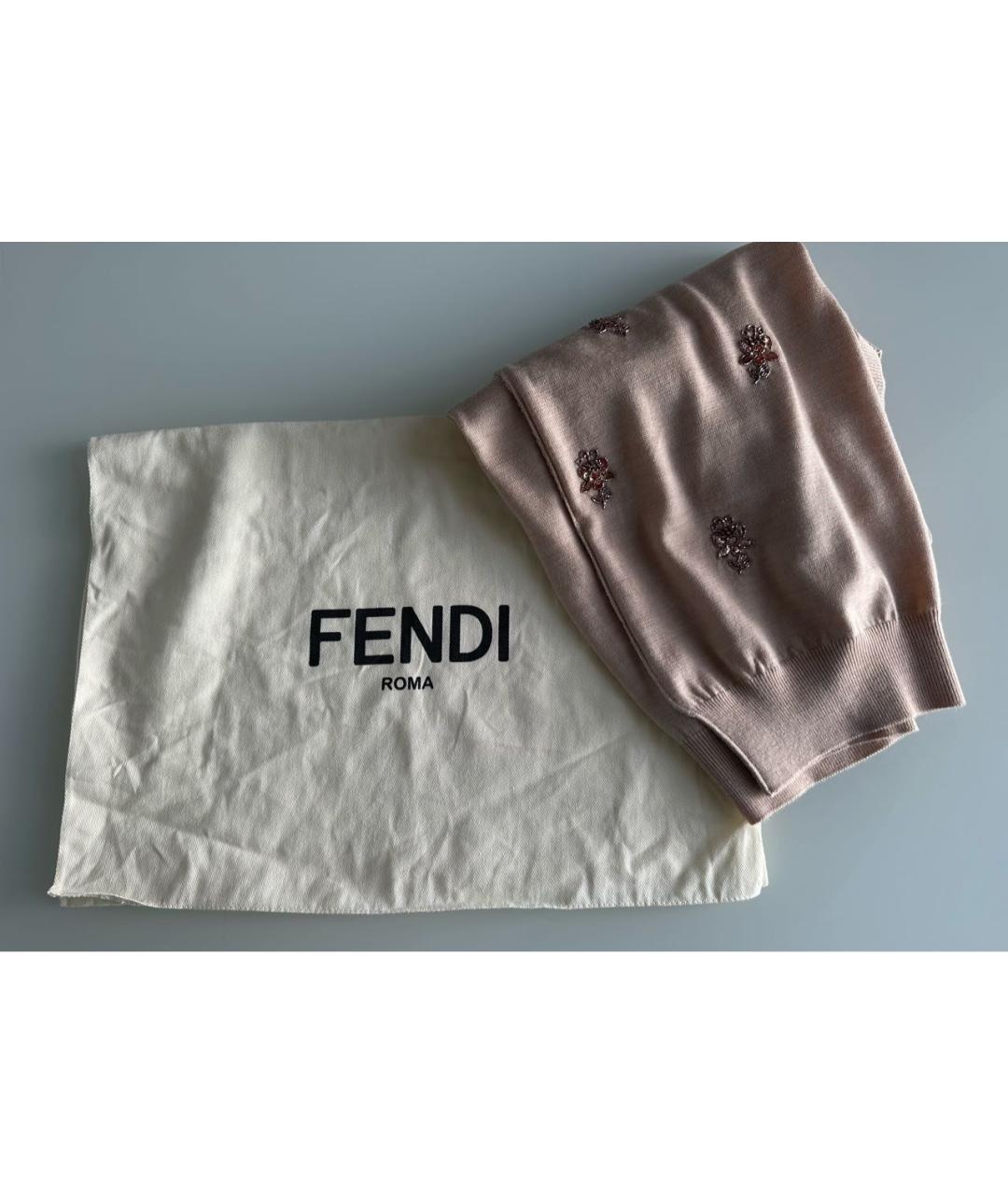 FENDI Бежевый шерстяной джемпер / свитер, фото 8