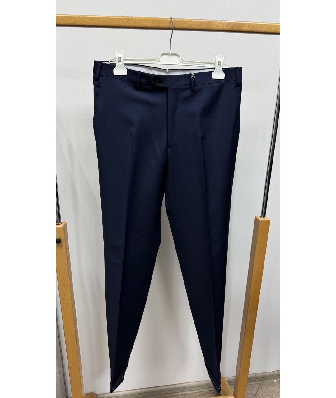 BRIONI Темно-синие шерстяные классические брюки, фото 4