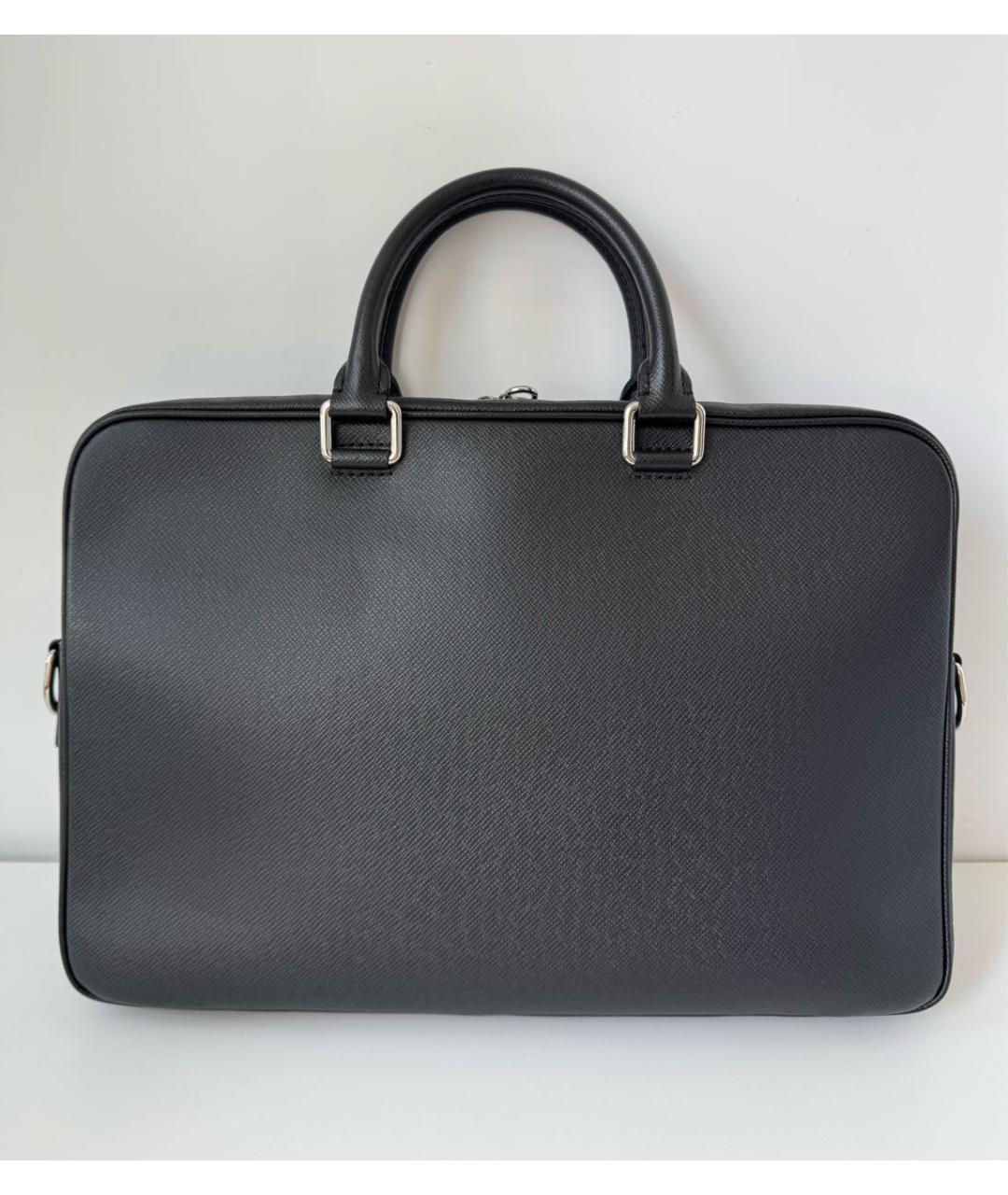 LOUIS VUITTON Черный кожаный портфель, фото 4