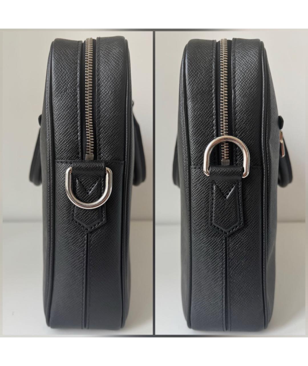 LOUIS VUITTON Черный кожаный портфель, фото 5
