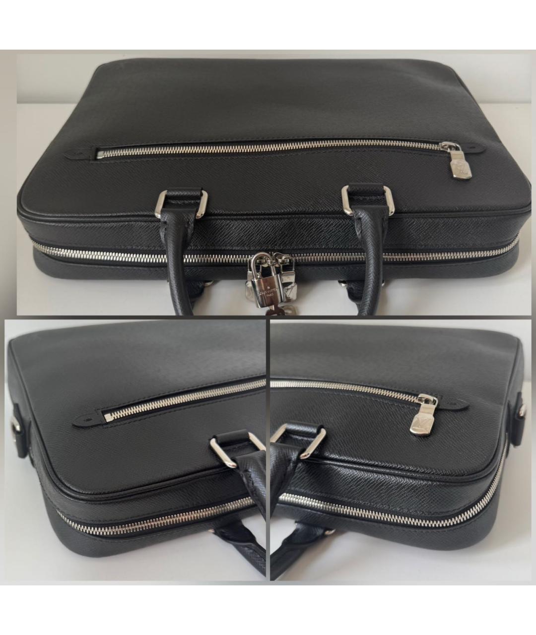 LOUIS VUITTON Черный кожаный портфель, фото 7