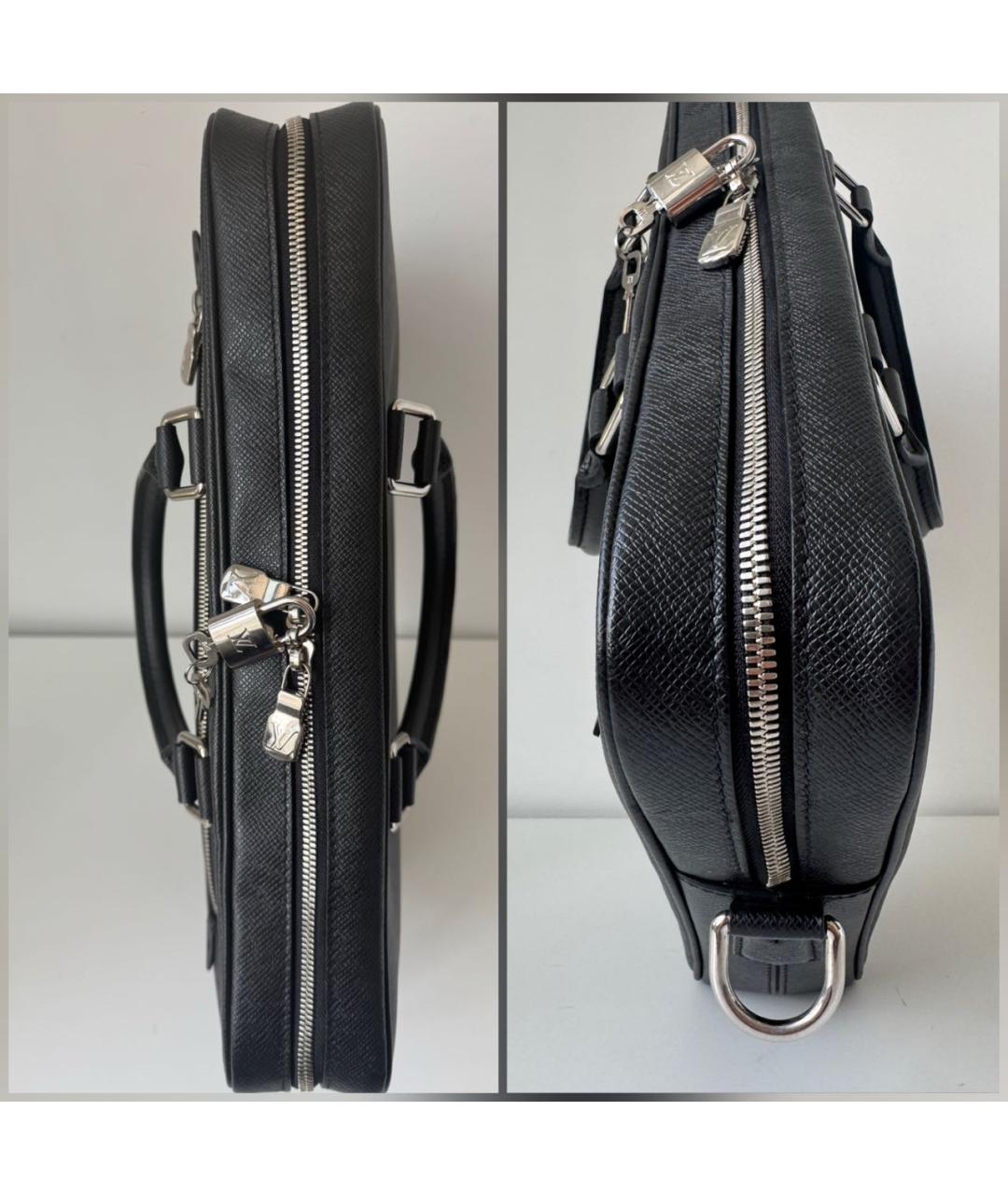 LOUIS VUITTON Черный кожаный портфель, фото 6