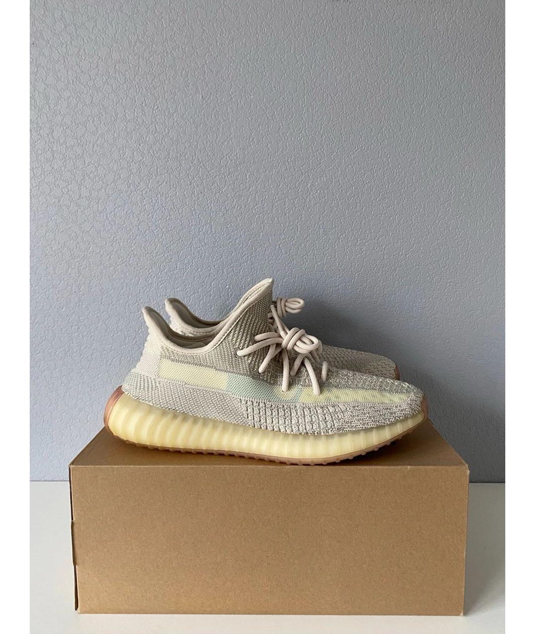 ADIDAS YEEZY Бежевые текстильные низкие кроссовки / кеды, фото 3