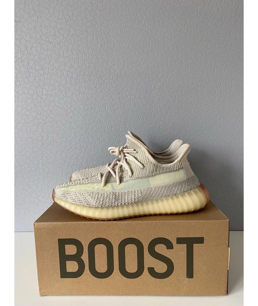 ADIDAS YEEZY Бежевые текстильные низкие кроссовки / кеды, фото 4