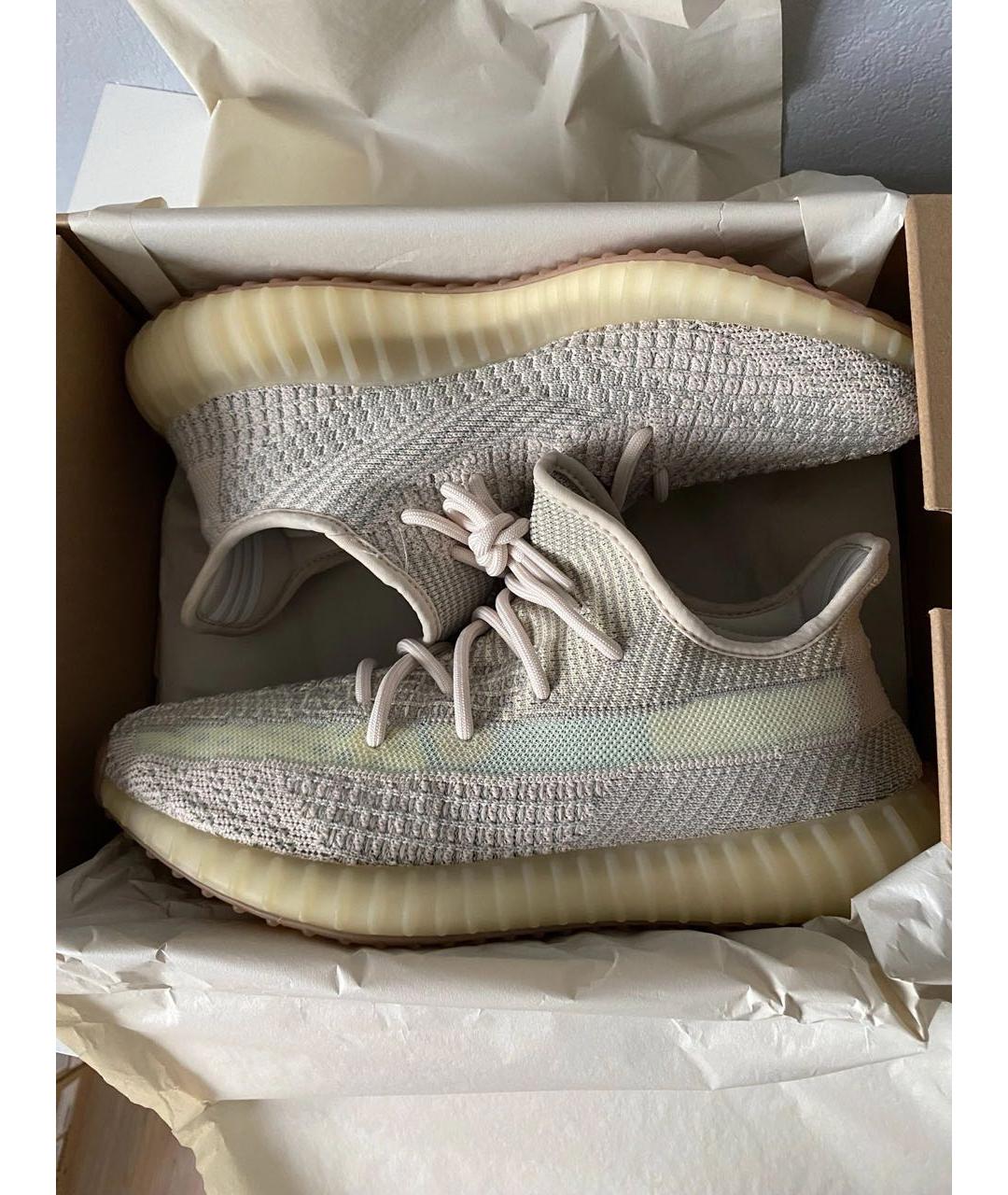 ADIDAS YEEZY Бежевые текстильные низкие кроссовки / кеды, фото 2