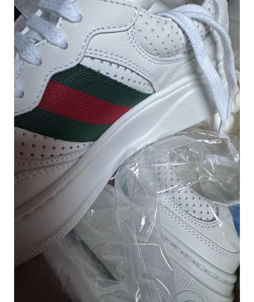 GUCCI Белые кожаные кроссовки, фото 3
