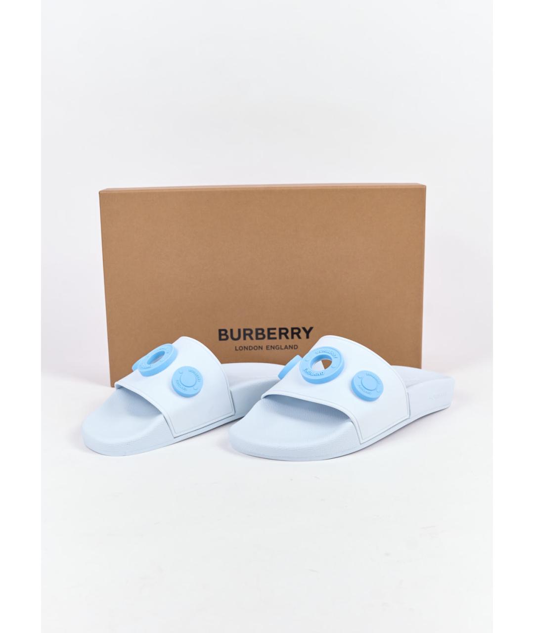 BURBERRY Голубые шлепанцы, фото 5
